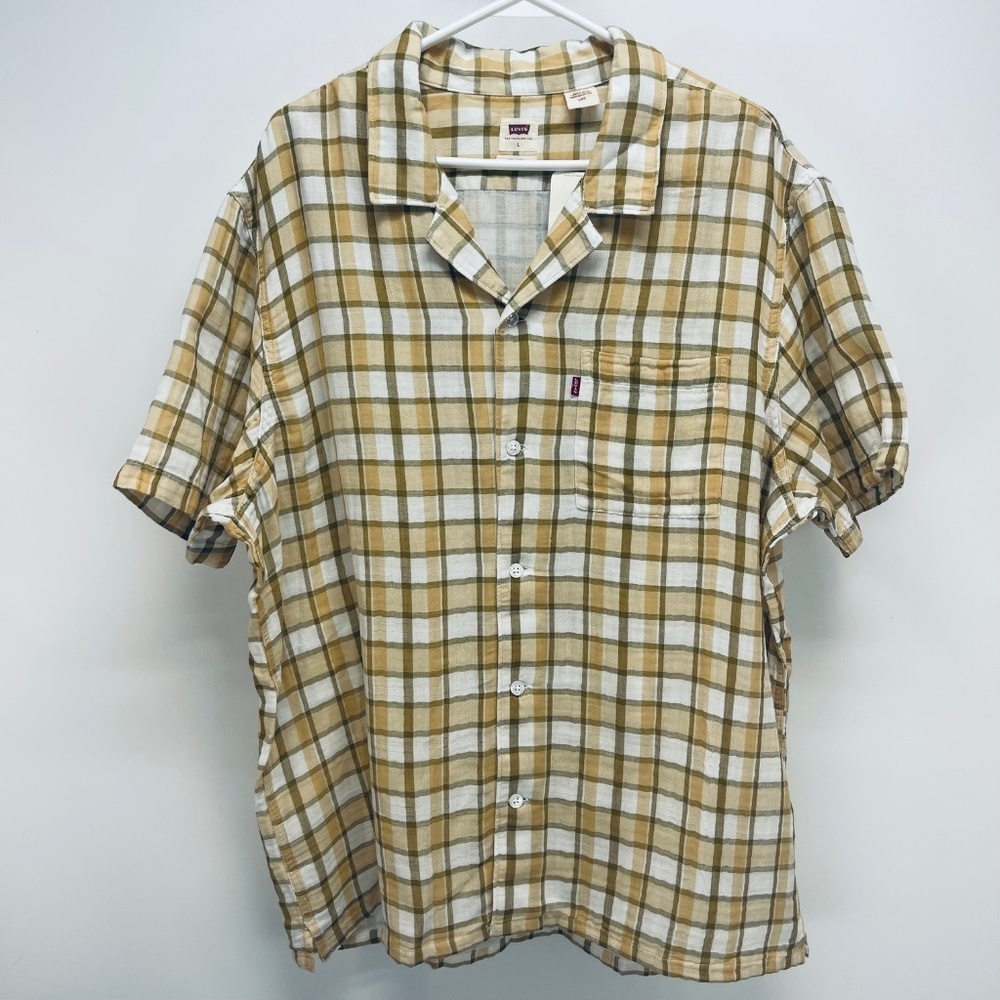 Levi’s Men’s Shirt Casual Plaid Long Sleeve Multicolor Brown Size L New